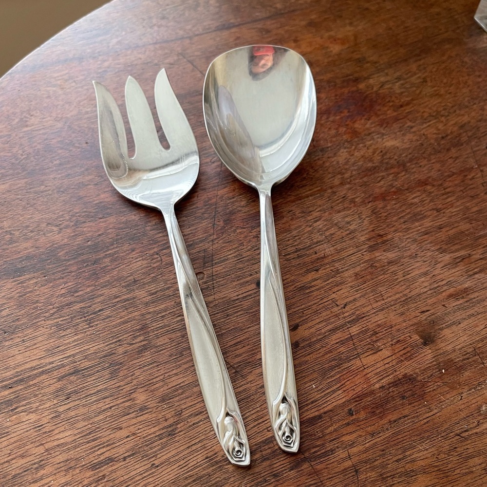 MCM silver plated salad spoon and fork